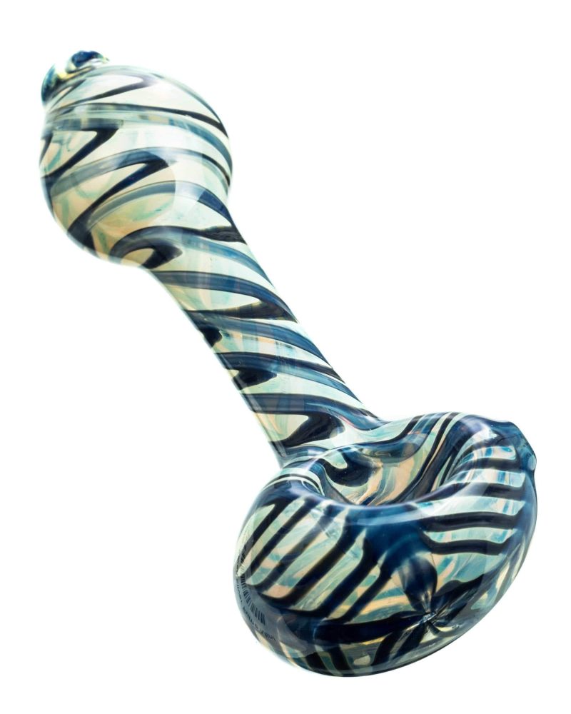 dankstop raked silver fumed mini spoon pipe blue hand pipe ds msp4 bl 3535946088524