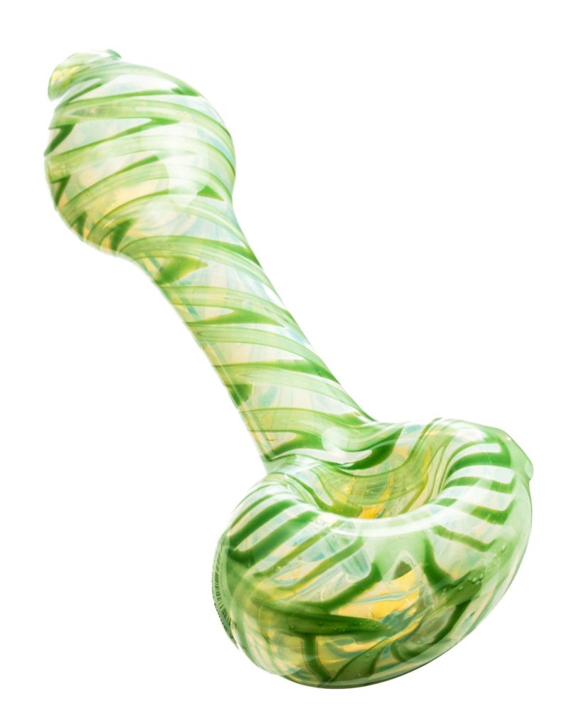 dankstop raked silver fumed mini spoon pipe green hand pipe ds msp4 gr 3535946121292